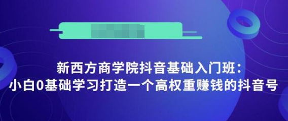 抖音基础入门班：小白0基础学习打造一个高权重赚钱的抖音号-一起去尚学资源库