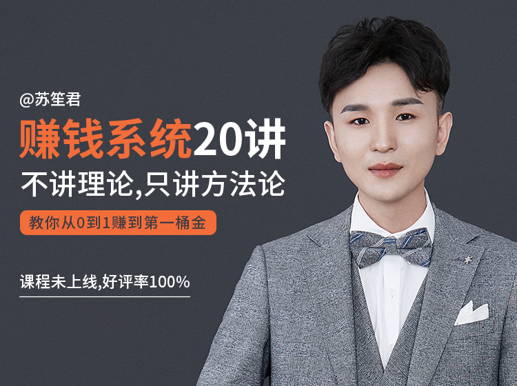 苏笙君的赚钱系统20课 教你从0到1赚到你的第一桶金（不讲理论，只讲方法论）-一起去尚学资源库