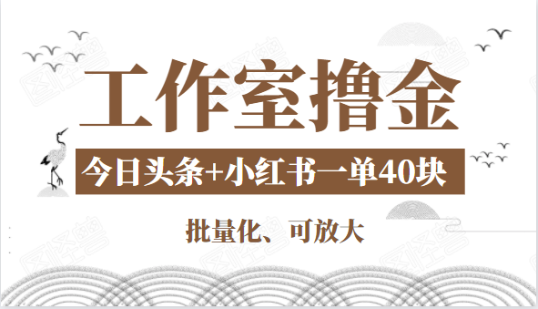 工作室撸金二件套：撸今日头条原创收益+小红书一单利润40块项目-一起去尚学资源库