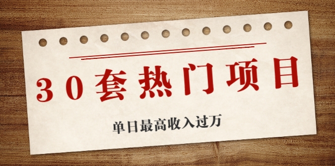 30套热门项目：单日最高收入过万 (网赚项目、朋友圈、涨粉套路、抖音、快手)等-一起去尚学资源库