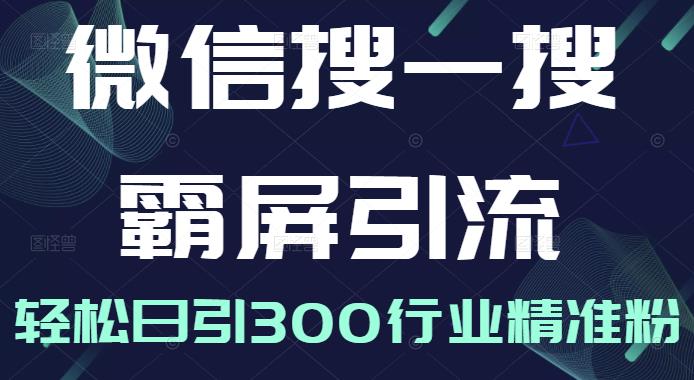 微信搜一搜霸屏引流课，打造被动精准引流系统，轻松日引300行业精准粉-一起去尚学资源库