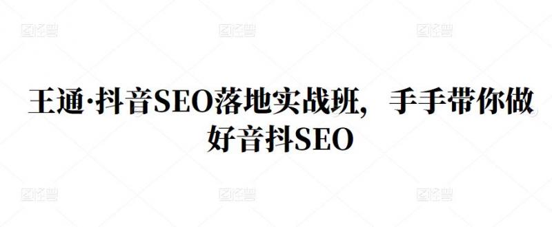 王通·抖音SEO落地实战班，手‬手带你做好音抖‬‬SEO-一起去尚学资源库