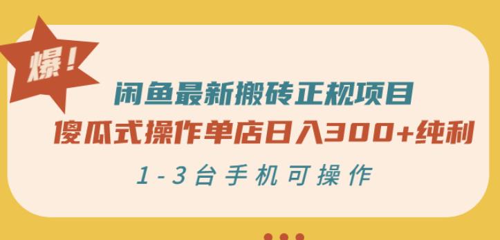 闲鱼最新搬砖正规项目：傻瓜式操作单店日入300+纯利，1-3台手机可操作-一起去尚学资源库