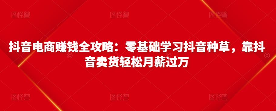抖音电商赚钱全攻略：零基础学习抖音种草，靠抖音卖货轻松月薪过万-一起去尚学资源库