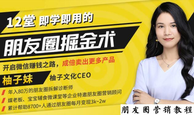 【营销必学】12堂学之即用的朋友圈掘金术：开启你的副业赚钱之路-一起去尚学资源库