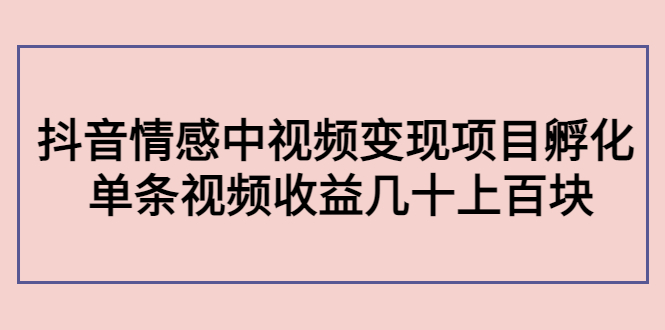 副业孵化营第5期：抖音情感中视频变现项目孵化 单条视频收益几十上百-一起去尚学资源库