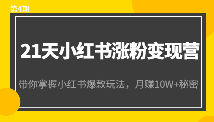 21天小红书涨粉变现营（第4期）：带你掌握小红书爆款玩法，月赚10W+秘密-一起去尚学资源库