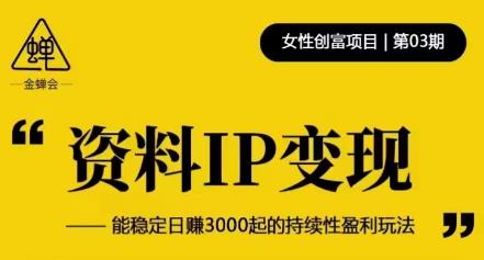 资料IP变现，能稳定日赚3000起的持续性盈利玩法-一起去尚学资源库