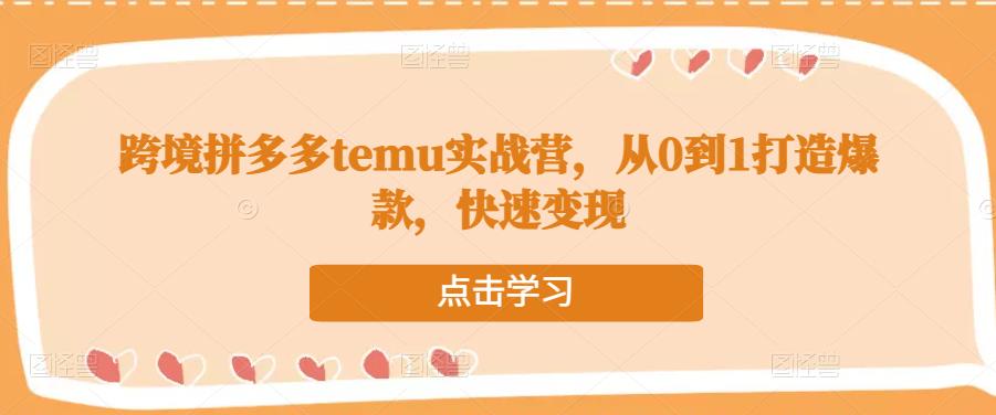 跨境拼多多temu实战营，从0到1打造爆款，快速变现-一起去尚学资源库