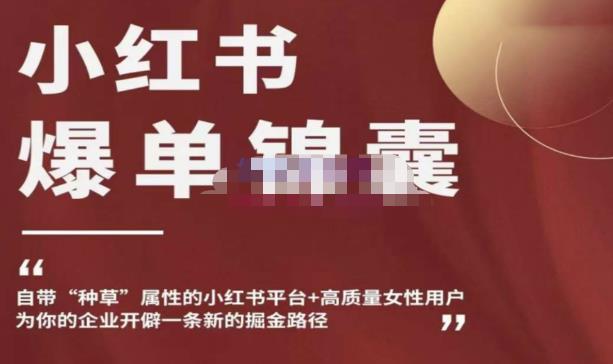 小红书爆单锦囊，自带种草属性+高质量女性用户，为你的企业开辟一条新的掘金路径-一起去尚学资源库